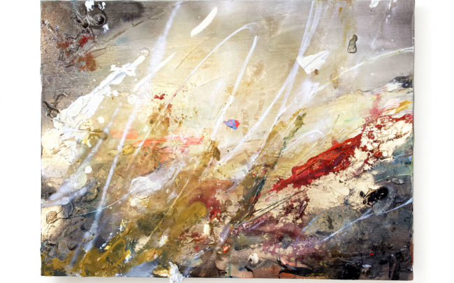 「golden wave」H45×W60cm, Acrylic paint, Plating pigment, Canvas, 2021