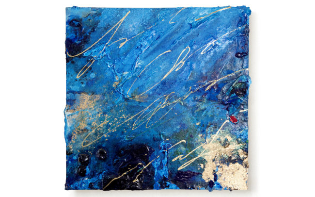 「Letter from blue」H25×W25cm, Acrylic paint, Plating pigment, Canvas, 2022