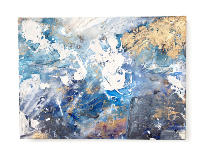 「Remembering blue」H34×W45cm, Acrylic paint, Plating pigment, Canvas, 2022