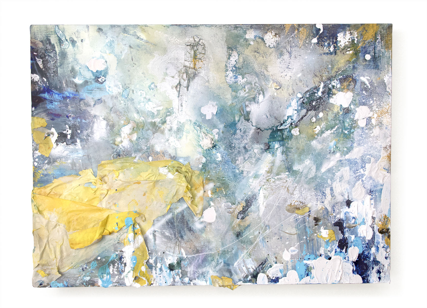 「white pile#」H53×W73cm, Acrylic paint, Plating pigment, Canvas, 2022