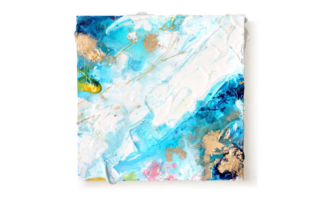 「Letter of Light 光のささやき」H25×W25×D3.5cm, Acrylic paint, Plating pigment, Canvas, 2025