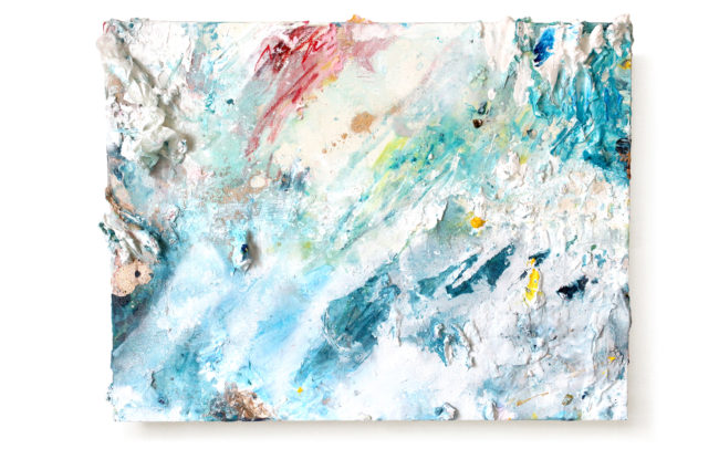 「Between Moments またたき」H41×W53cm, Acrylic paint, Plating pigment, Wood canvas,Flower that day, 2026