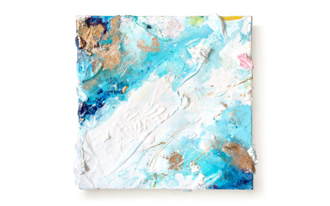 「Letter of Light 光のささやき」H25×W25×D3.5cm, Acrylic paint, Plating pigment, Canvas, 2025