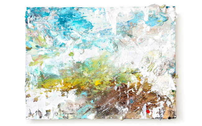 「Where Wind Goes 風の行き先」H46×W61cm, Acrylic paint, Plating pigment, Wood canvas,Flower that day, 2026